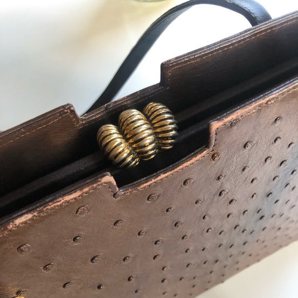 sophisticated chocolate brown leather hard shell shoulder/hand bag - Picture 10 of 16